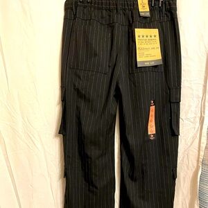 FIVESTAR GENERAL FLEX UTILITY WIDE LEG CARGO GRUNGE GOTH DRESS PANTS WOMAN